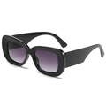 Retro thick frame sunglasses with black glossy finish and purple gradient lenses - Black Double Grey (C06)
