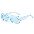 Modern rectangular candy blue sunglasses with transparent frames for retro street style - Transparent Blue Frame Blue Lens (C05)