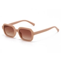 Occhiali da sole rettangolari nude beige con lenti sfumate marrone scuro - Beige