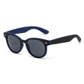 Gafas de sol ovaladas clásicas con montura negra mate y azul y detalles de remaches plateados - Negro Azul Mate (C02)
