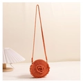 Bolso redondo naranja hecho a mano con flor 3D ideal para vacaciones de verano y playa - Naranja