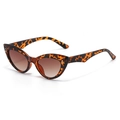 Vintage small cat eye sunglasses with tortoise shell frame and brown gradient lenses - Leopard Print