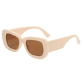 Retro thick-frame sunglasses in milky tea beige with brown lenses and a glossy finish - Beige (C02)