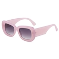 Pink transparent square oversized sunglasses with wide temples and grey gradient lenses - Pink (C04)