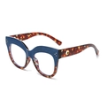 Blue cat eye oversized glasses with tortoiseshell temples and metal rice stud details - Blue and Floral Tortoise