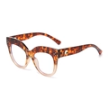 Oversized cat-eye tortoiseshell eyewear frame with metal rivets and round temple detail - Tortoise and Champagne