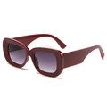 Retro thick frame sunglasses in reddish brown with purple gradient lenses - Wine Red (C05)