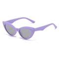 Cat eye fashion sunglasses in lavender purple frame with grey lenses and silver rivets - Purple