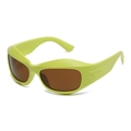 Occhiali da sole Y2K sportivi con montatura giallo neon, lenti marroni e dettaglio a V - Montatura Verde Chiaro Lente Tè