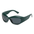 Occhiali da sole sportivi vintage Y2K con montatura verde opaco e lenti grigie vista 45° - Montatura Verde Scuro Lente Grigia