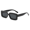 Retro style black rectangular sunglasses with thick frames and dark grey lenses - Black Frame Grey Lens