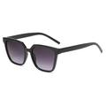 Classic square black sunglasses with purple gradient lenses for a stylish retro look - Bright Black / Gradient Gray
