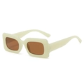 Retro cream white square sunglasses with thick frames and dark brown lenses - Jelly Yellow Frame Brown Lens (C07)