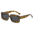 Fashionable leopard print square frame sunglasses with dark lenses for men and women - Tortoise Frame Gray Lens