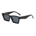 Gafas de sol cuadradas vintage para mujer con montura negra gruesa y lentes de color gris - Negro Brillante