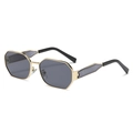 Lunettes de soleil en métal doré avec verres octogonaux gris foncé et branches stylées - Monture Dorée Verres Gris Plénier (C01)