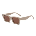 Retro square beige sunglasses for women with thick frames and dark brown lenses - Khaki Frame Brown Lens