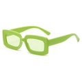 Stylish fluorescent green rectangular sunglasses with matching tinted lenses for street style - Light Green Frame Green Lens