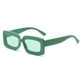 Trendy rectangular green sunglasses with thick frames and matching light green lenses - Dark Green Frame Green Lens