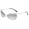 Lunettes de soleil à monture métallique argentée avec verres gris dégradés et design creux - Monture Argentée Verres Gris Dégradé
