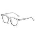 Retro square full-rim glasses in transparent grey with metal hinge details and rice nail - Transparent Gray