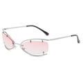 Lunettes de soleil argentées futuristes avec verres dégradés roses et cadre creux - Monture Argentée Verres Rose Dégradé
