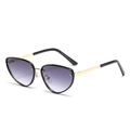 Occhiali da sole cat-eye in metallo nero e oro con lenti viola sfumate alla moda - C01 Montatura Nera/Lente Grigio Oro