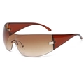 Lunettes de soleil Y2K dégradé marron avec monture transparente et charnière métallique - Marron Dégradé (C06)