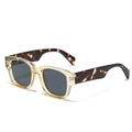 Occhiali da sole squadrati retrò con montatura champagne e stanghette tartarugate eleganti - Montatura Gialla Trasparente Asta Tartarugata (S22058) / C02 Giallo Trasparente