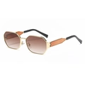Lunettes de soleil octogonales dorées avec verres marron dégradé et détails orange vif - Monture Dorée Verres Dégradé Thé Clair (C02)