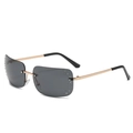 Fashion rimless sunglasses for women with rhinestone accents and gold metal temples - Gold Full Gray