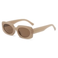 Retro square beige sunglasses with brown oval lenses in y2k style for a trendy look - Jelly Tea