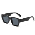 Occhiali da sole squadrati neri con aste larghe e dettagli con rivetti - Quadrato Nero Classico (S22058) / C01 Nero Lucido