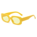 Fashionable bright yellow square sunglasses with thick resin frames and matching lenses - Bright Yellow