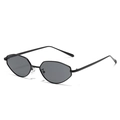 Lunettes de soleil œil-de-chat hexagonales en métal noir avec verres gris foncé rétro - Monture Noire Gris Complet
