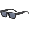 Trendy square chunky frame sunglasses with dark grey lenses for street style fashion - Glossy Black Frame Grey Lens
