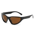 Occhiali da sole sportivi Y2K neri con lenti marroni e codice modello JH18154 - Montatura Nera Lenti Tè(C02)