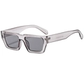 Minimalist square sunglasses with translucent grey-purple frames and dark grey lenses - Translucent Grey Frame Grey Lens