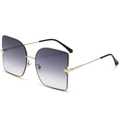 Modern square gold metal sunglasses featuring grey gradient lenses and black temple tips - Gold Frame Gradient Grey