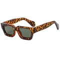Gafas de sol retro cuadradas de carey con cristales verde oscuro y patillas anchas - Demi C03