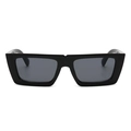Lunettes de soleil rectangulaires noires tendance avec monture gelée pour photos de rue - Noir Brillant