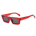 Lunettes de soleil rectangulaires modernes avec monture rouge translucide et rivets - Rouge Translucide