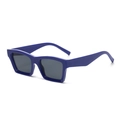 Retro square sunglasses for women with vibrant blue frames and dark black lenses - Dark Blue
