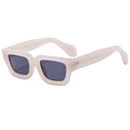 Retro cream square sunglasses with wide temples and dark grey lenses in 45-degree view - Jelly Grey (C05)