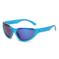 Occhiali da sole sportivi Y2K con montatura blu e lenti sfumate viola oversize - Montatura Blu Lenti a Specchio Blu (C07)