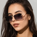 Lunettes de soleil rectangulaires sans monture avec cadre doré et verres dégradés gris - C02 Gris Dégradé