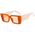 Square frame sunglasses in bright orange and off-white colors with a retro fashion design - Orange Frame Beige Legs (C07)