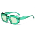 Retro polygon sunglasses with translucent green thick frames in a stylish Y2K aesthetic - C05 Green