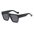 Classic retro oversized square sunglasses in glossy black finish with wide temples - C01 Black
