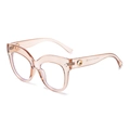 Transparent peach cat-eye oversized glasses frames for women with golden rivet detail - Transparent Pink